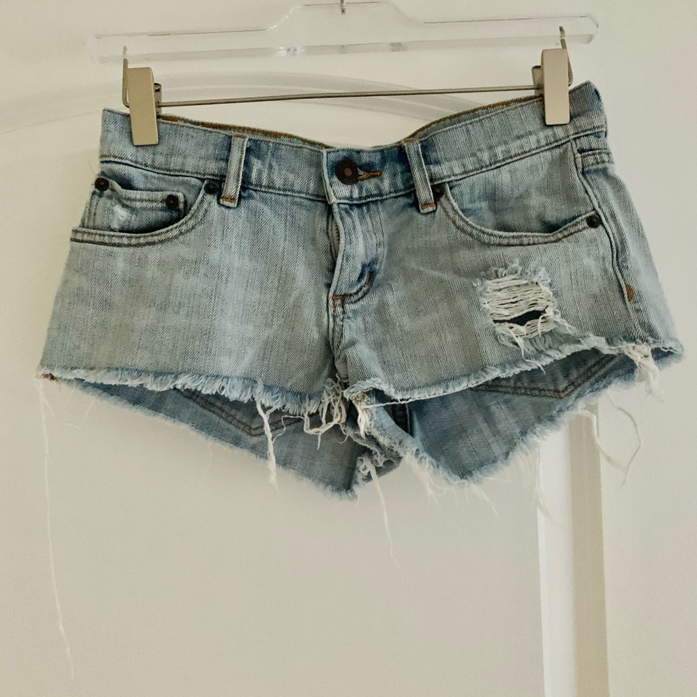 TNA light wash jean shorts